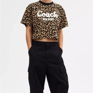 Coach Leopard Cursive Signature Cropped Top M